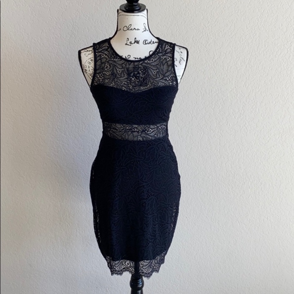 Express Black Lace Cut Out Dress